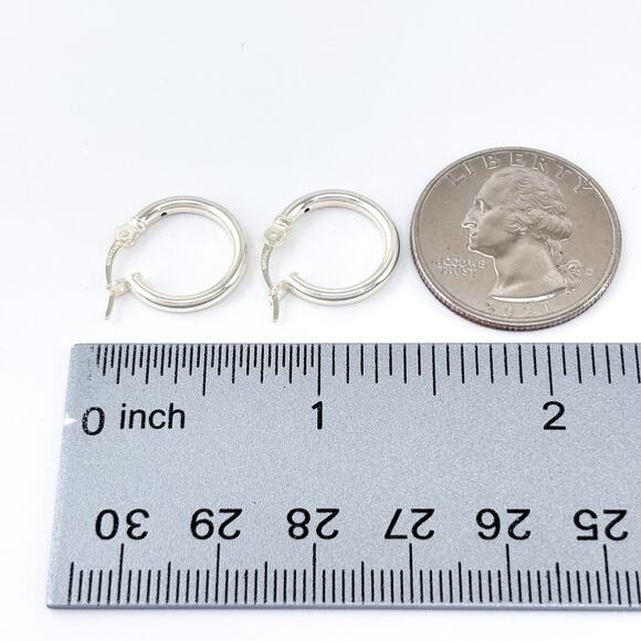 Vintage Sterling Silver 925 Classic Hoop Earrings - Picture 7 of 8